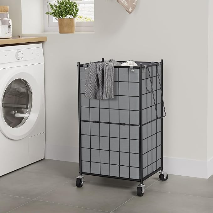 WOWLIVE Rolling Laundry Basket, Metal Wire Frame Laundry Hamper with Wheels | Hamper with Removable Bag, 100L Dirty Clothes Hamper Organizer Dorm Room Storage for Bedroom, Bathroom, Grey