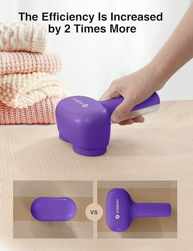 VASSON Fabric Shaver, Sweater Depiller & Pilling Remover | Dual-Head Design for 2X Faster Pilling Removal on Sweaters & Couches