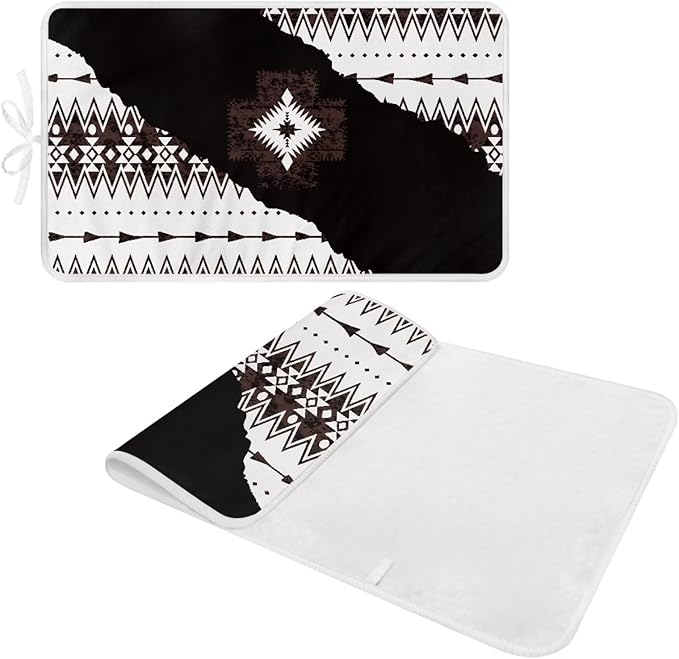 Aztec Print Ironing Mat Portable Ironing Pad Blanket for Table Top Heat Resistance Foldable Lightweight 32 x 16 Inch Small Ironing Pads for Washer,Dryer,Countertop