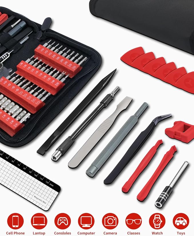 Electronics Small Screwdriver Set: 57 PCS Mini Precision Repair Tool Kit | Magnetic CR-V Steel Bits, 360° Rotation Top, Magnetic Mat, Storage Case - PC, Laptop, Phone, Switch, PS4 and Tablet Repair