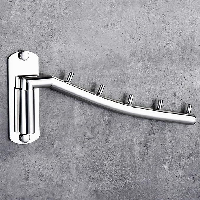 Pissente Wall Mounted Clothes Hanger Rack, Stainless Steel Wall Mount Garment Hook Bathroom Towel Bar Drying Rack Clothing Hanging System Drying Closet Storage Organizer, Silver