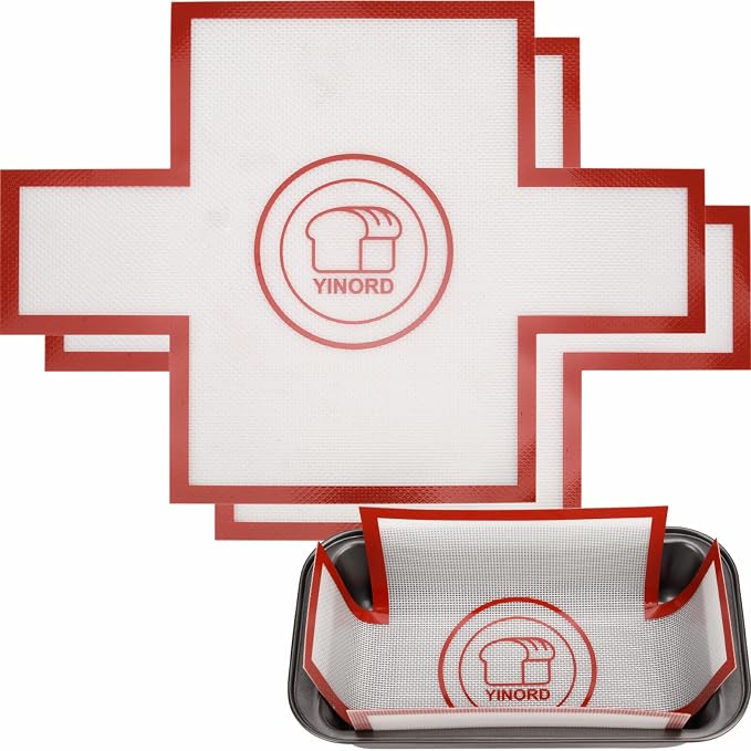2pcs Reusable Loaf Pan Liners for Baking Bread 9x5" 9.5x5" or 1.5lb Loaf Pans，Silicone Bread Mat，Non-Stick, Easy to Clean (Economy)