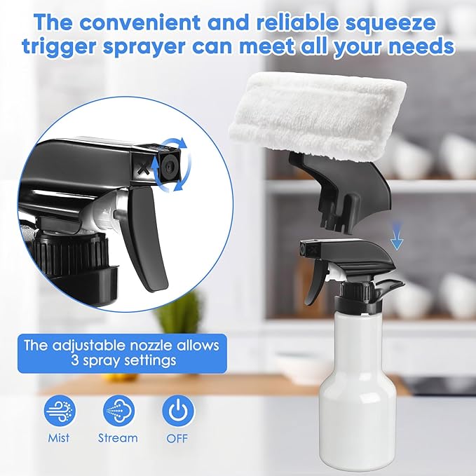 Window Vacuum Squeegee Cordless, 2000Pa Electric Rechargeable Window Cleaner with 200ml Water Tank, Cleaning Kit with Spray Bottle & Microfiber Pad for Glass, Mirror, Shower Door, Car Windshield