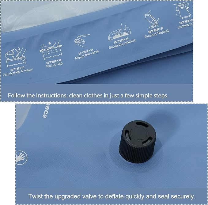 Portable Washing Bag Hand Wash Bag Travel Manual Washer RV Laundry Solution | Camping Washing Machine, Hand Washing Bag, Clothes Washer for Backpacking, Cruise and Vacation Essentials, Travel Washer Bag