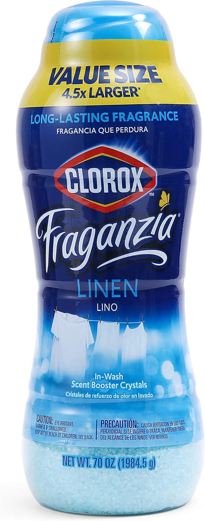 Clorox Fraganzia In-Wash Scent Booster Crystals, Linen Scent, 70 Oz Bottle | In-wash fragrance beads, HE compatible, safe for all fabrics and colors, long-lasting freshness