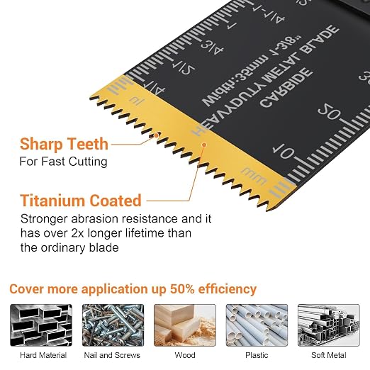 128PCS Oscillating Tool Blade, Wood Metal Cutting and Sandpaper Oscillating Tool Accessories with Titanium Quick Tooth Japanese Tooth Multitool Blade Fit More Oscillating Tools