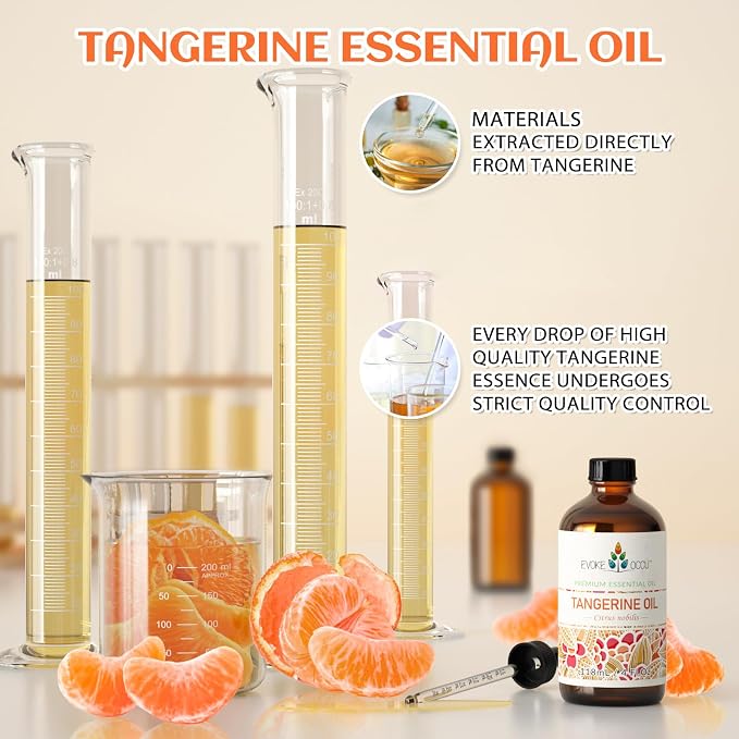 EVOKE OCCU Tangerine Essential Oil for Diffuser, Skin, Massage | Refreshing Fragrance for DIY, Perfume, Candle Soap Making Scent, Suitable for Home, Office - 4 fl oz / 118 mL