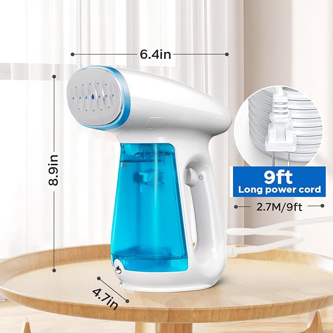 Bear Steamer for Clothes, 1300W 230ml Fast-Heat Handheld Clothes Steamer | Essential Oil Compatible,Auto-off Safety,Brush Included,360° Built-in Balls,Wrinkle Removal for Home&Travel,Blue