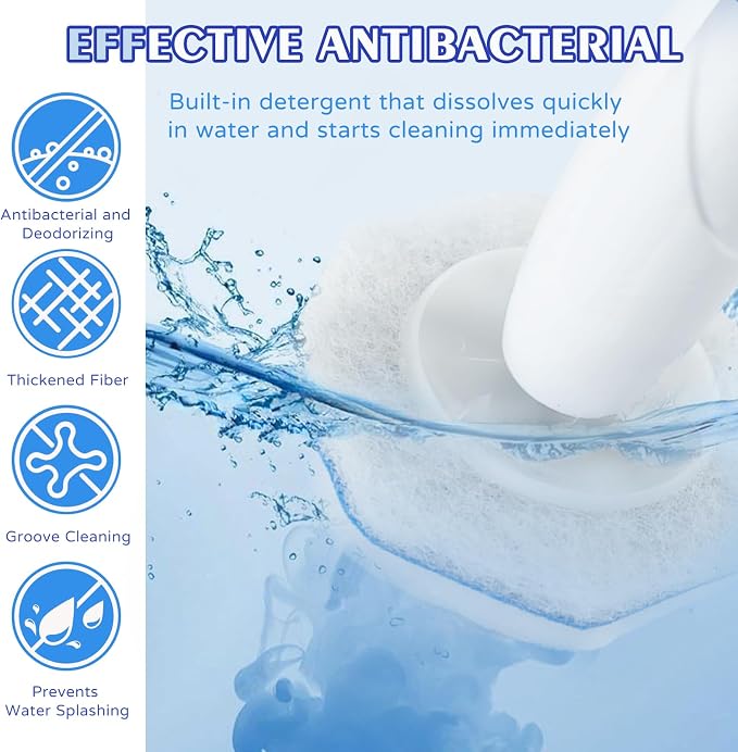 100pcs Disposable Toilet Brush Head Refills Compatible With Clorox Toilet Cleaning System,Upgrade Fiber Cleaner Heads for Closestool .(not included brush rod)