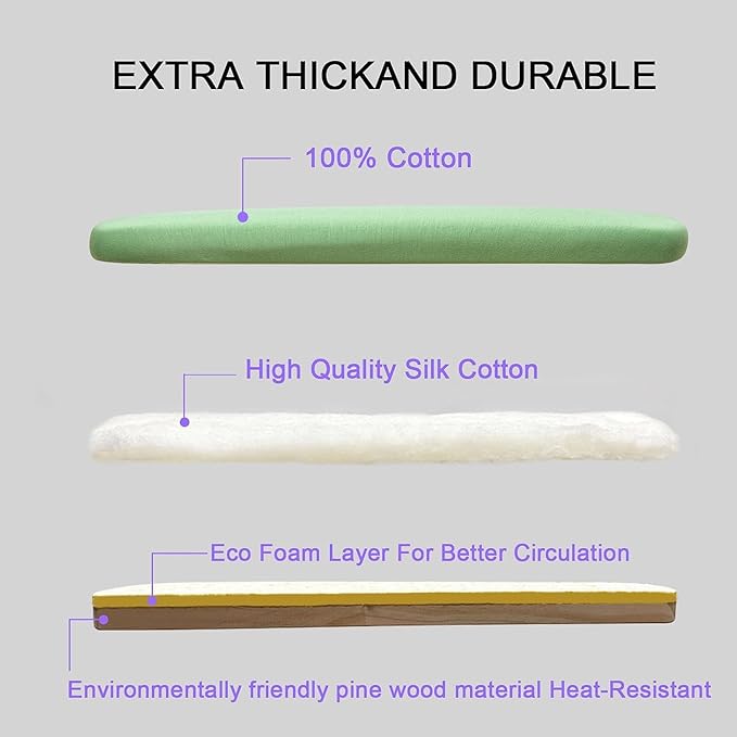 Padded Pants & Sleeve Ironing Boards with Thick Soft Cotton Padding, Double Side Wooden Tailor’s Sleeve Ironing Stool with Removable Cotton Cover, Green