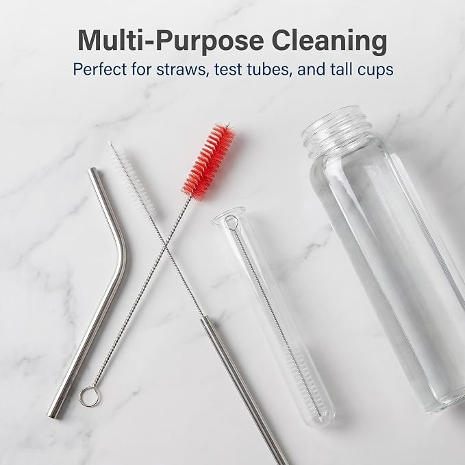 Straw Cleaner Brush, Reusable Metal Handles Straw Cleaner Brush Extra Long for Stanley Mug 40, 30, 20 oz, 10mm Wide for Sippy Cup, Water Bottle and Tubes