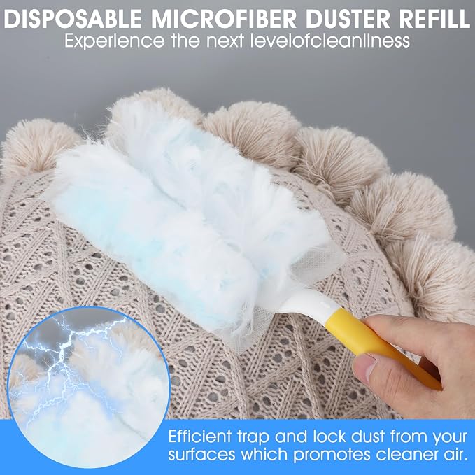 120 Pcs Duster Refills, Electrostatic Disposable Dusters Refills Compatible with Duster, Bulk Heavy Duty Dusters Refill for Blinds Ceiling Fans Furniture Multi-Surface Dusting, Unscented