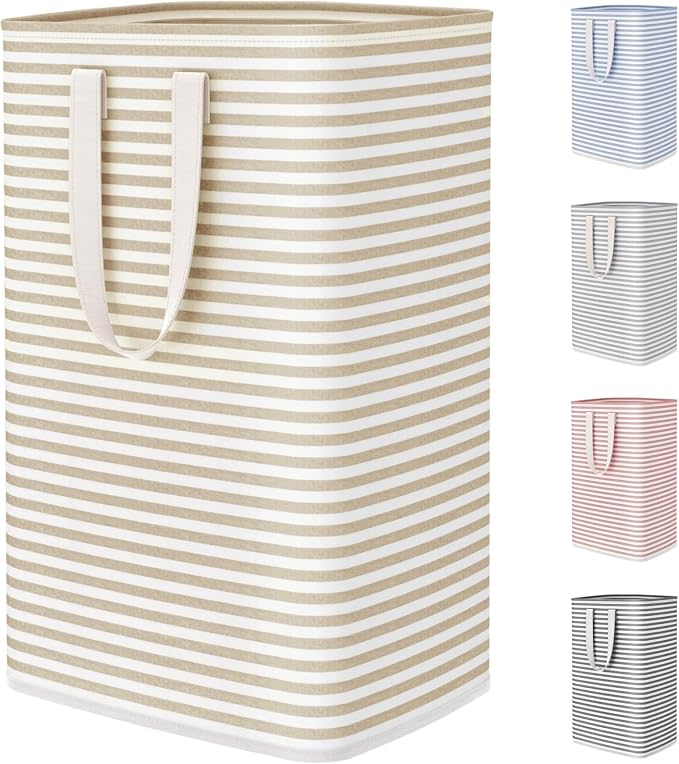 Lifewit 75L Large Collapsible Laundry Hamper, Tall Foldable Dirty Clothes Baskets Waterproof, Freestanding Design with Easy Carry Handles in Dorm Bedroom Bathroom College, Beige