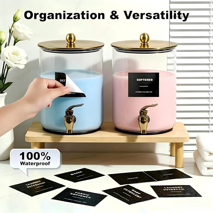 Glass Laundry Detergent Dispenser,1 Gallon Large Liquid Soap 1Pack(Gold) | Complete borosilicate jars set with leakproof spigots, protective silicone mats, minimalist labels, and dosing cups.