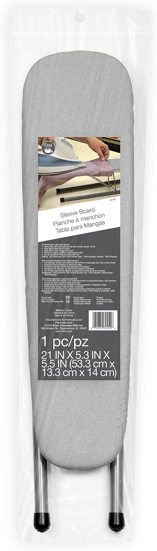 Dritz Clothing Care 82450 Collapsible Sleeve Board, 5 x 5-1/2 x 21-Inch , Gray