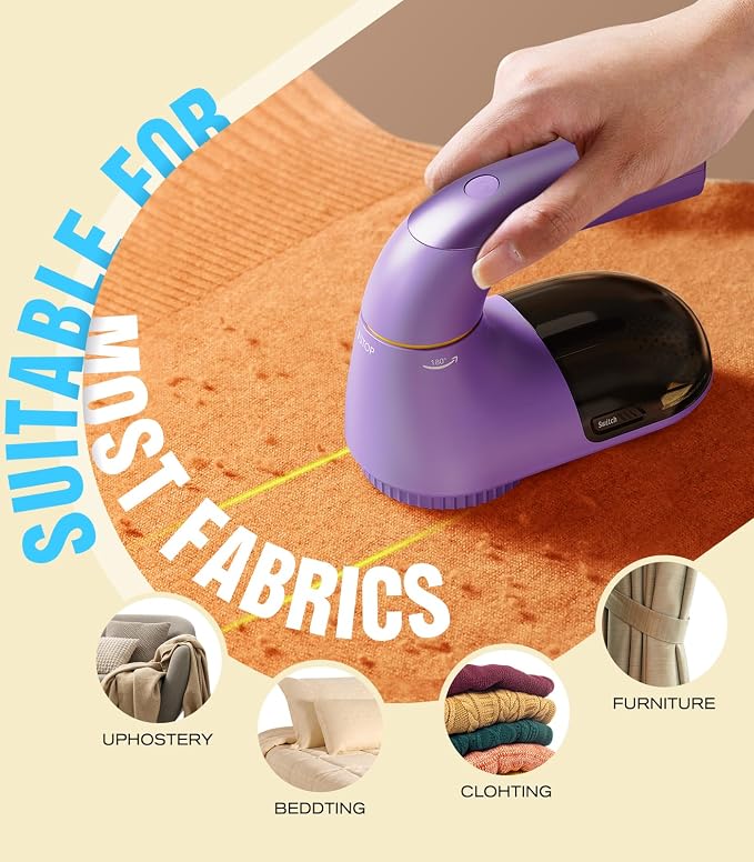 POPCHOSE Fabric Lint Shaver, 6-Leaf Blades & 2 Speed, 2000mAh Rechargeable | Lint Remover for Clothes, Sweater Shavers to Remove Pilling, Electric Lint Remover for Couch, Furniture, Fuzz