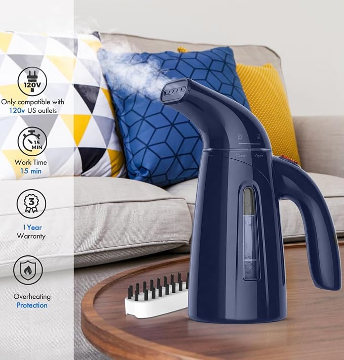 OGHom Steamer for Clothes, Handheld Clothing Steamer for Garment, 240ml Big Capacity 700W Portable Travel Steam Iron(Deep Blue)