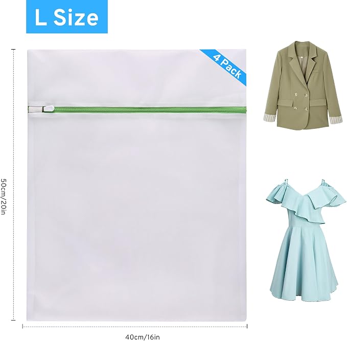 4 Pcs Mesh Laundry Bags Set for Delicates with AUTO-Lock Zipper, Lingerie Bags for Washing Delicates, Laundry Bags Mesh Wash Bags, Delicates Laundry Bag for Jeans,Blouse,Stocking,Bra(Large,20" x 16")