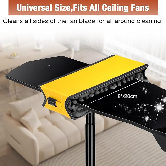 CLDREAM Ceiling Fan Cleaner Duster with Extension Pole 3Ft | Fan Blade Cleaner Cleaning Tool with Reusable Chenille Pads for High Ceiling Fan Blade Blinds Cobweb