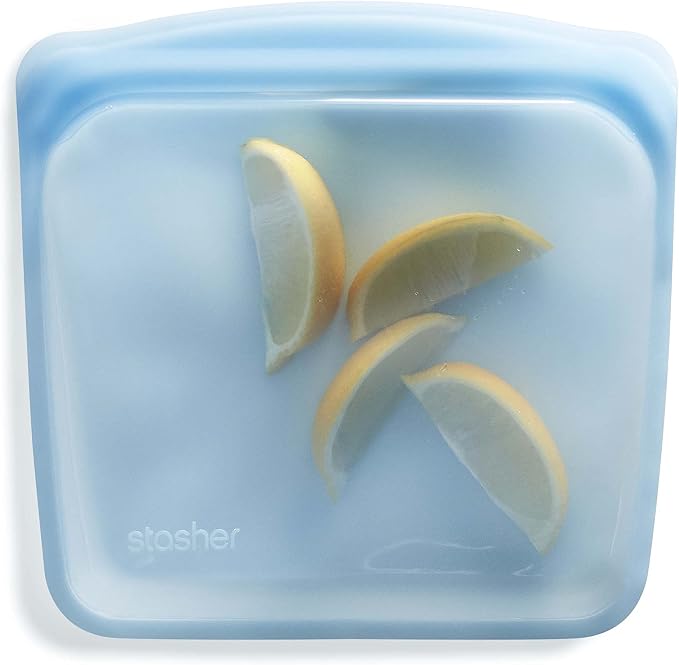 Stasher Premium Reusable Silicone Food Storage Bag, Sandwich, Blue, 28 oz | Food-Safe Silicone, Leak-Free, BPA-Free, Eco-Friendly, Freezer, Microwave, Dishwasher, Oven Safe, Meal Prep, Lunch Container