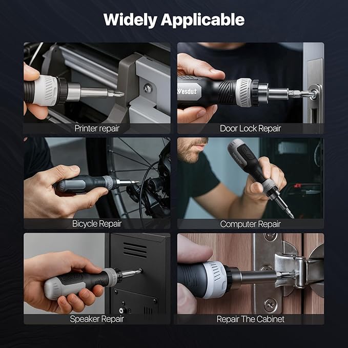 Wesdut 13in1 Multi Ratchet Screwdriver Set Tool All in One, [Built to Last] | CR-V, Multi Screw Driver Set Kit, Flat Head, Philips, Torx, Hex, Square, Cabinets, Heating, RV Repair
