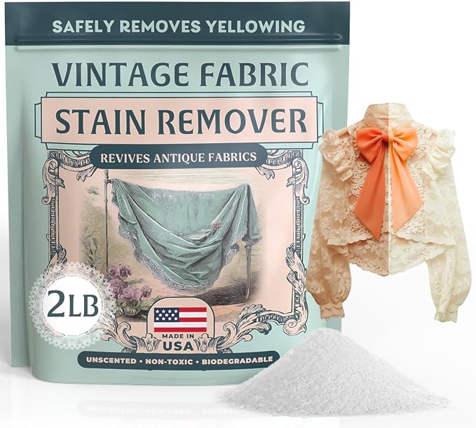 Vintage Fabric Stain Remover & Restoration Soak for Antique Quilts & Linens | 2lb — Cleans Retro Fabric, Gently Removes Yellowing & Tough Stains, Safe for Vintage Textiles, Doilies & Dresses, Made in USA