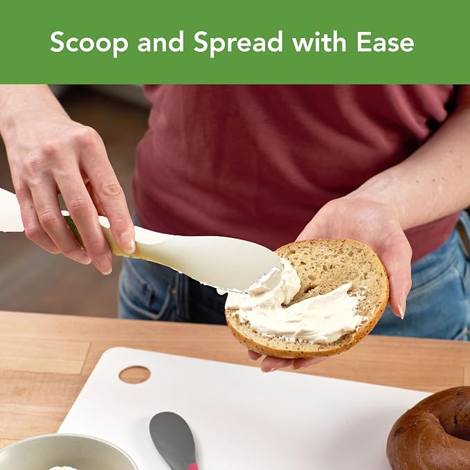 Tovolo Scoop and Spread Large Dual End Silicone Sandwich Spreader Tool with Nylon Handle, BPA Free Dishwasher Safe Silicone and Nylon Tool for Spreading and Scooping, Buttercream and Ivory