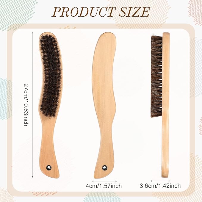 Patelai 2 Pcs Felt Hat Brush Wooden Cowboy Hat Horse Hair Brush for Suede Cleaning Removes Dust Stains Hair Cap Wool Coats Suits Clothes Furniture Clean Supplies