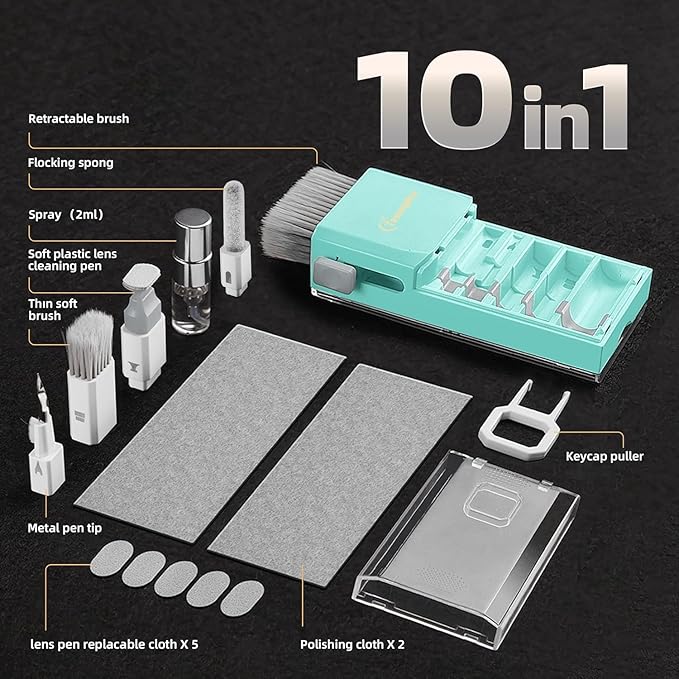 Tassmpitor Laptop Screen Keyboard Cleaner Kit, All in 1 Electronics Cleaning Tool for MacBook iPad iPhone Pro Cell Phone, Brush Tool for Tablet, Computer, PC Monitor,TV Camera Lens with Patent