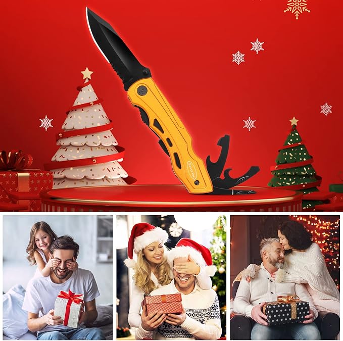 15-in-1 Pocket Multitool Knife - Folding Knife with Pliers, Bottle & Can Opener, Phillips Screwdriver + 9 Bits, Nylon Sheath - EDC Multi Tool for Camping, Hiking & DIY - Gifts for Men & Dad