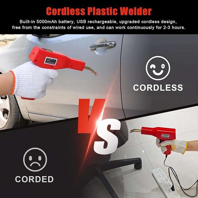 ATOLS Upgraded 220W Cordless Plastic Welder, 1000PCS Staples, USB Rechargeable Cordless Car Bumper Repair Kit with 5000mAh Battery,Hot Stapler Kit, Plastic Welding Kit, Plastic Repair Kit
