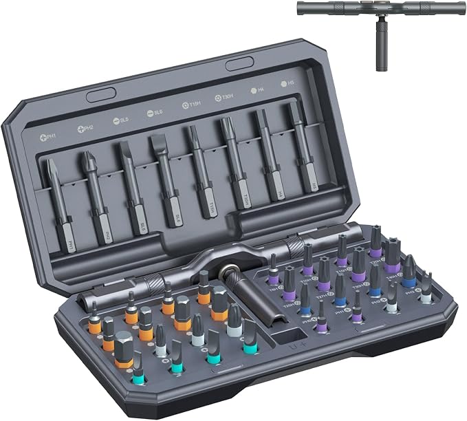 ORIA 42 in 1 Magnetic Screwdriver Set, Multi Bit Ratchet Screwdriver Set With T Handle, Portable DIY Repair Tool Kit for Electronic Repair, Furniture, Bicycle, Computer