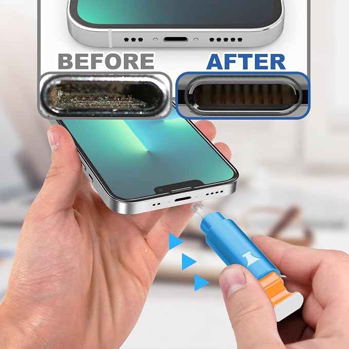 iPhone Cleaning Kit for Charging Port Cell Phone USB C, Sky Blue | Multi-Tool, Cleaner Kit for AirPod, iPhone Cleaner, Portable Repair Tool, for Lightning Charger Cable iPad Electronic Devices