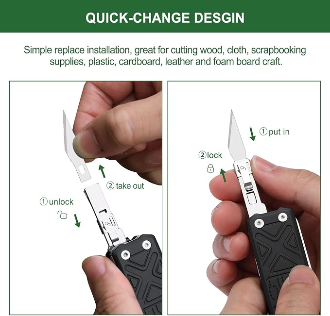 NexTool Pocket Tool E1, EDC Folding Pocket Knife Multitool | 10-in-1 Mini Multitool, Replaceable Exactor Blade, Scissors, Dual-head Screwdriver, EDC Tools for Engraving, Cutting, Repair