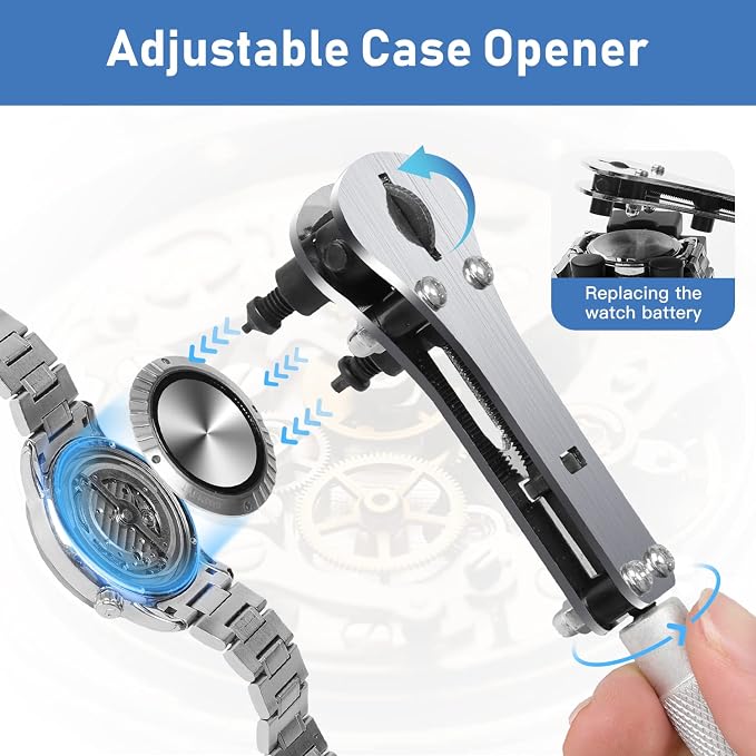 Kingsdun Watch Repair Kit, Professional 208Pcs Watch Battery Replacement Tool Watchband Link & Back Remover, Spring Bar Tool Kit with Carrying Case & Instruction Manual (Blue)