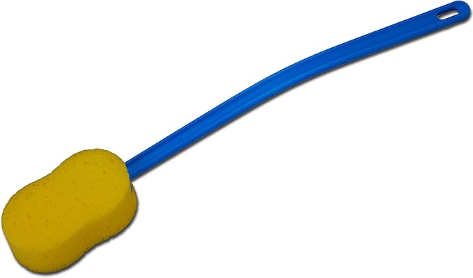 NOVA 23” Extra Long Bath & Back Sponge Brush – Long Handle Body Washer & Back Scrubber for Hard-to-Reach Back, Legs & Feet, Great for Applying Lotion or Cream, Lightweight Shower & Bath Brush with Hanging Loop