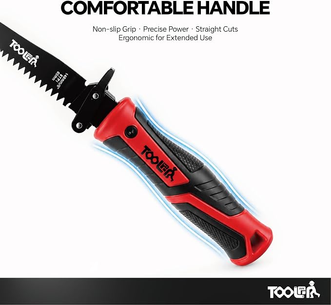 8-In-1 Multi Blades Hand Saw, Drywall, Hacksaw, Jab Saw & Wood Cutter Tool | Blade Quick Change Mechanism, For Cutting Drywall, Wood, Metel, Plastic, Plywood. Lightweight manual saw. Red Handle.
