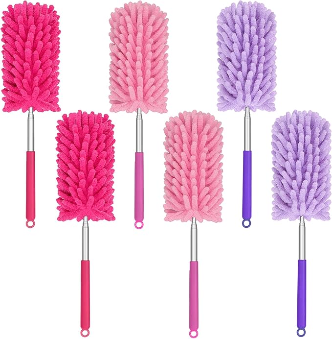 Mini Duster for Cleaning, 360° Bendable Hand Dusters with Extension Pole, Washable Small Duster for Car Interior, Office, Furniture