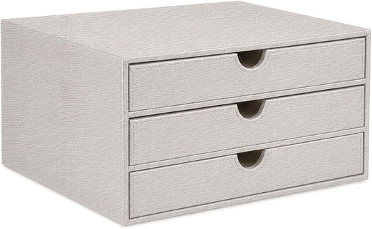 UnionBasic Document Organizer, 3-Drawer File Cabinet Document Storage Box, Office Desktop Filing Organizer, Beige