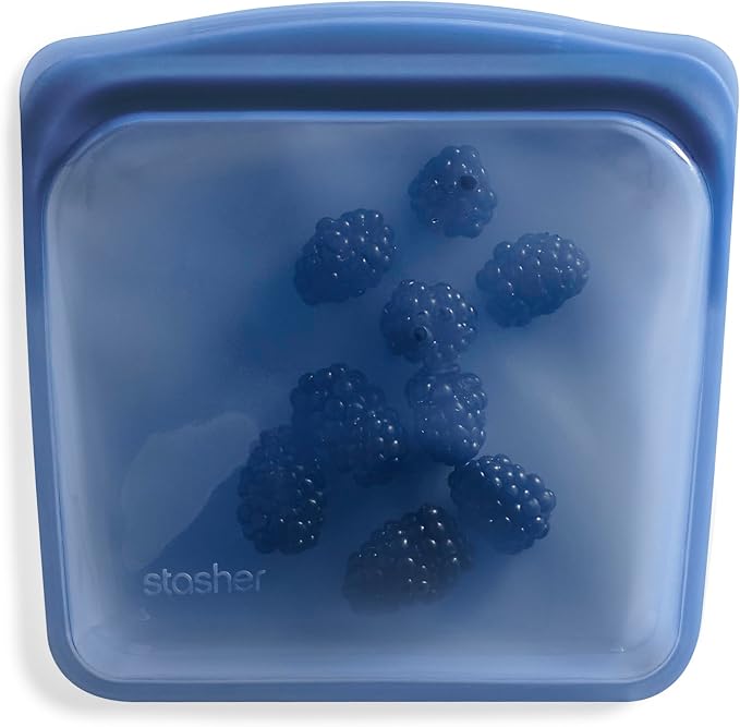 Stasher Premium Reusable Silicone Sandwich Bag, Deep Ocean, 28 oz | Food-Safe Silicone, Leak-Free, BPA-Free, Eco-Friendly, Freezer, Microwave, Dishwasher, Oven Safe, Meal Prep, Lunch Container
