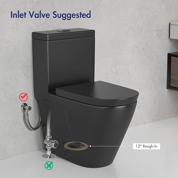 Eridanus One Piece Toilet with Comfort Chair Seat ADA Height 17.3", Powerful Dual Flush Modern Toilet, 1.1/1.6 GPF, 12" Rough-In, Elongated Toilet with Soft Closing Seat, Matte Black