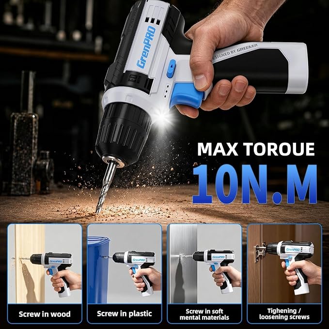 GRENPRO 188PC Blue Cordless Drill Tool Set for Wo&Men Tool Kit for Home Box | All-In-One Basic Household Tool Box, Glue Gun Accessories DIY, CR-V Steel, Sturdy Storage Case Auto Repair Kit For Men