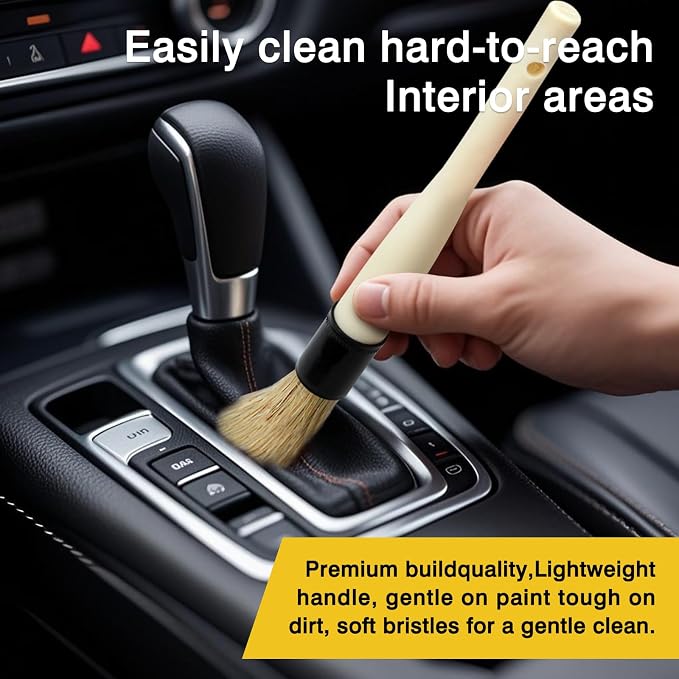 Boar Hair Vent & Dash Detailing Brushes – Premium Soft Bristle Cleaning Tools for Car Interior & Exterior – Professional-Grade Auto Detailing Accessory for Enthusiasts & Pros