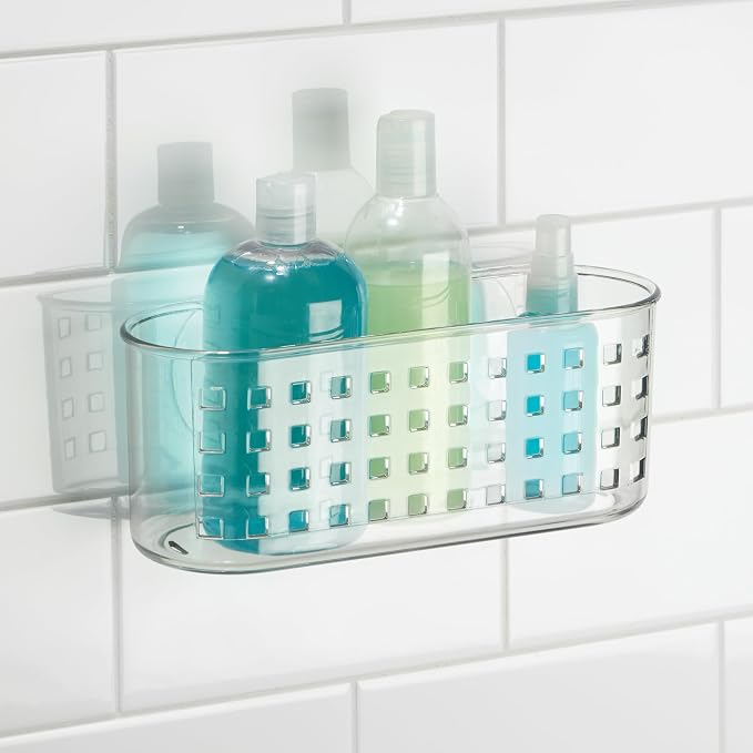iDesign Hanging Suction Shower Caddy Basket, Clear | Bathroom Storage, Made in USA