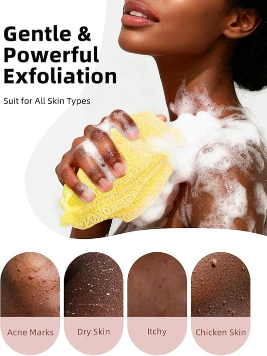 Cleangor 2Pcs African Net Sponge Authentic with Knots - Exfoliating Body | Scrubber for All Skin Types, African Bath Sponge, Wash Cloth, Gentle Exfoliation Shower Rag for Women Daily Use