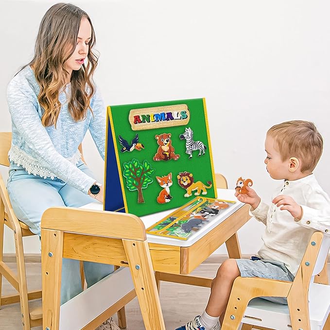 AKAYOK Foldable Felt Board for Toddlers, Double-Sided Flannel Boards Stories for Preschool Learning, Interactive Storytelling & Play, 33" x 12" Portable Felt Letter Board for Home & Classroom Use