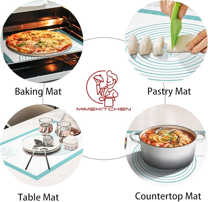 Silicone Pastry Mat for Dough Rolling, Silicone Baking Mat with Measurement, Nonslip Fondant/Pie Crust Mat for Making Cookies Macarons Baking Tools 32 x 24 Inch
