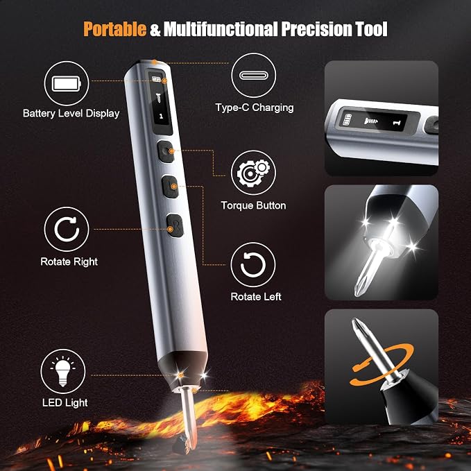 83-In-1 Mini Electric Screwdriver Set Cordless Precision Screwdriver | with 72 Drill Bits/Led Light/5 Torque Settings Multi-Purpose Precision Repair ToolSet for Phone Laptop Switch Camera Watch
