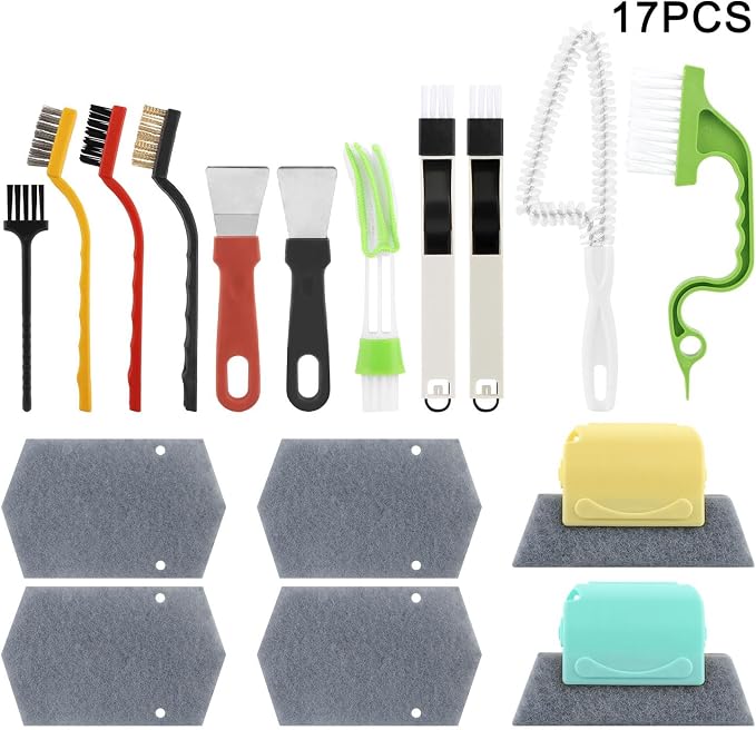 Window Sill Cleaner Tool, 13 Pcs Window Track Cleaning Tools Set, Deep Clean Groove Gap Cleaning Brush Kit for Window Tracks, Sliding Doors, Tile Lines, Car Vents, Keyboards