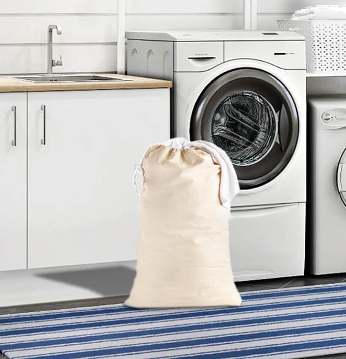 COTTON CRAFT Extra Large Laundry Bags - Washable Utility Bag - 28x36 | Heavy Duty Durable Cotton Canvas Drawstring Closure Laundry Bag - Dorm Basket Hamper Liner Toys Clothes Organizer Sack